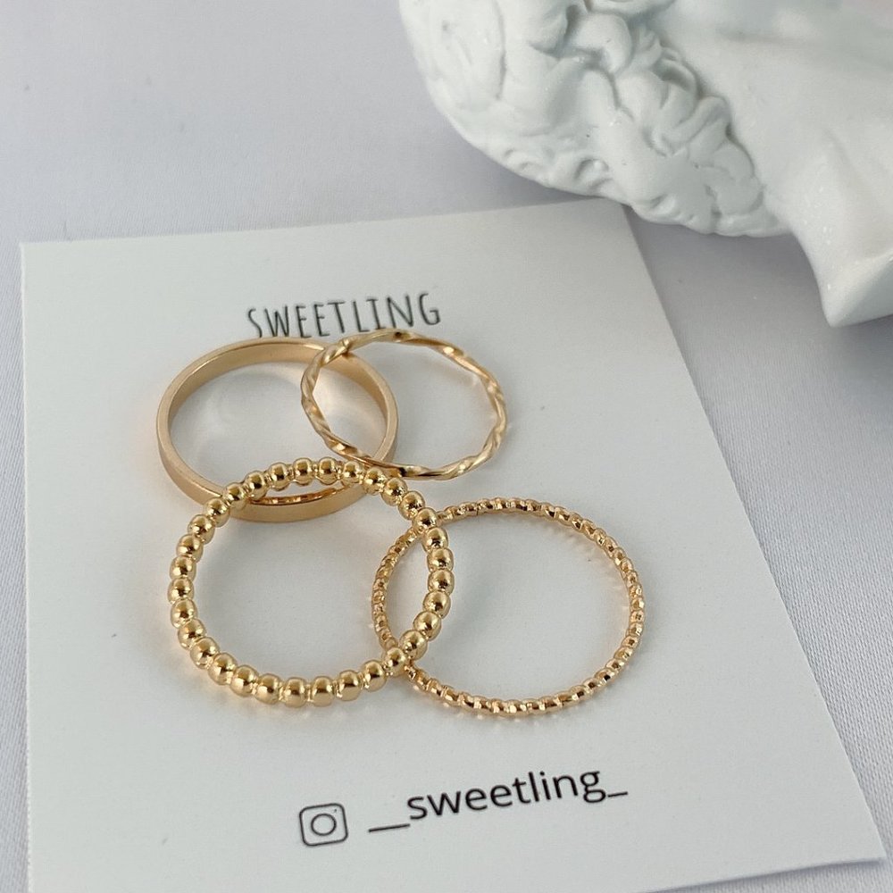 4pcs Gold Stacking Rings - Picture 5 of 9